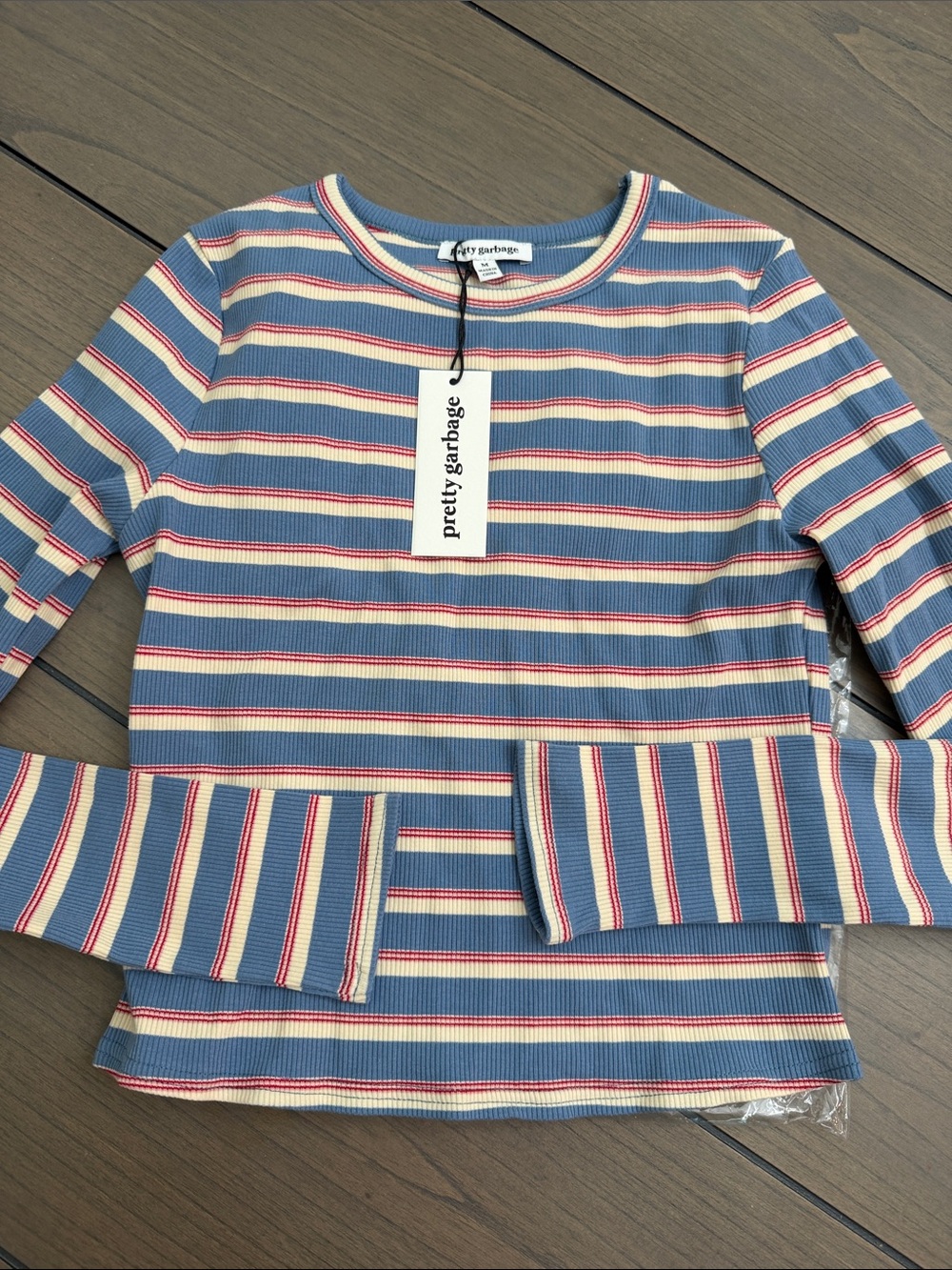 Fancy Boutique Simone Striped Top Blue Multi Medium New Trendy Cozy - Picture 5 of 9